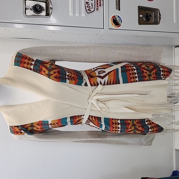 BILLABONG SOUTHWESTERN OPEN SWEATER JACKET SIZE MEDIUM - Picture 4 of 11